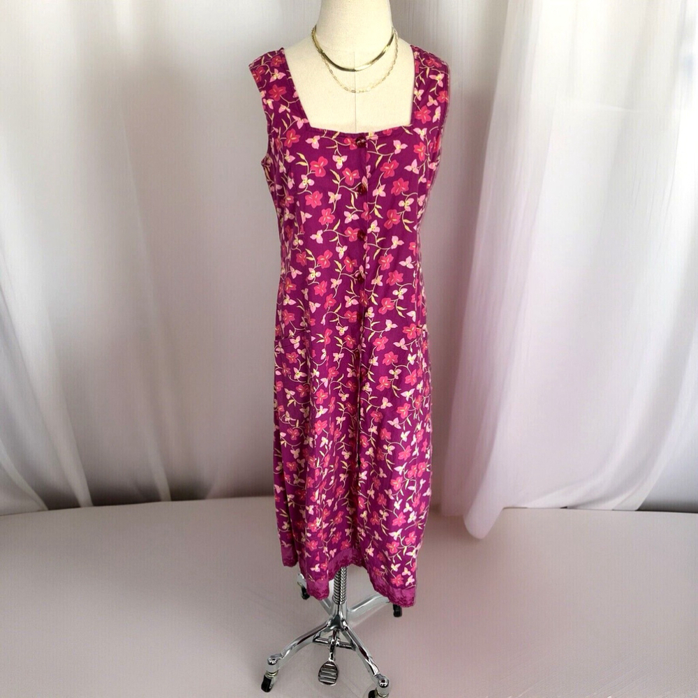 Vtg Y2K April Cornell Womens Floral Midi Dress Small Prairie‎ Cottagecore